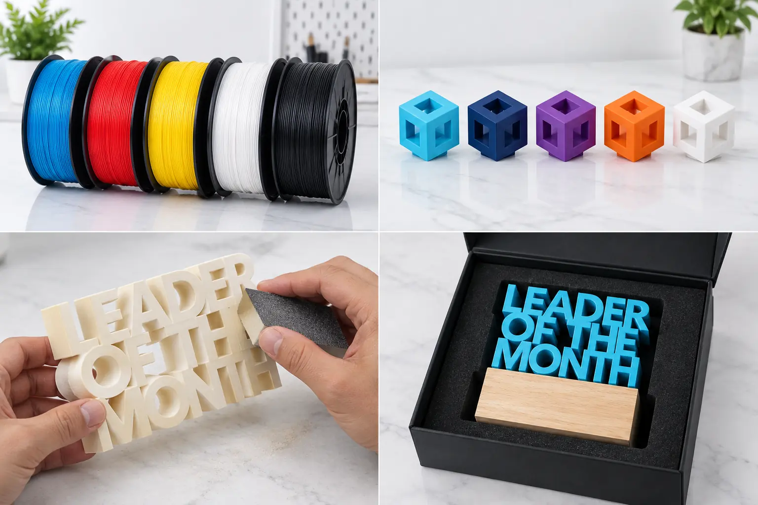 Cyan Leader of the Month dimensional award with fitted black presentation box