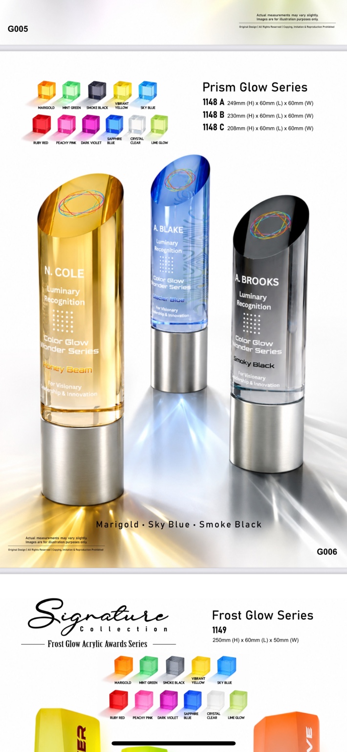 GoBig Honey Beam 1148 acrylic awards with metal bases