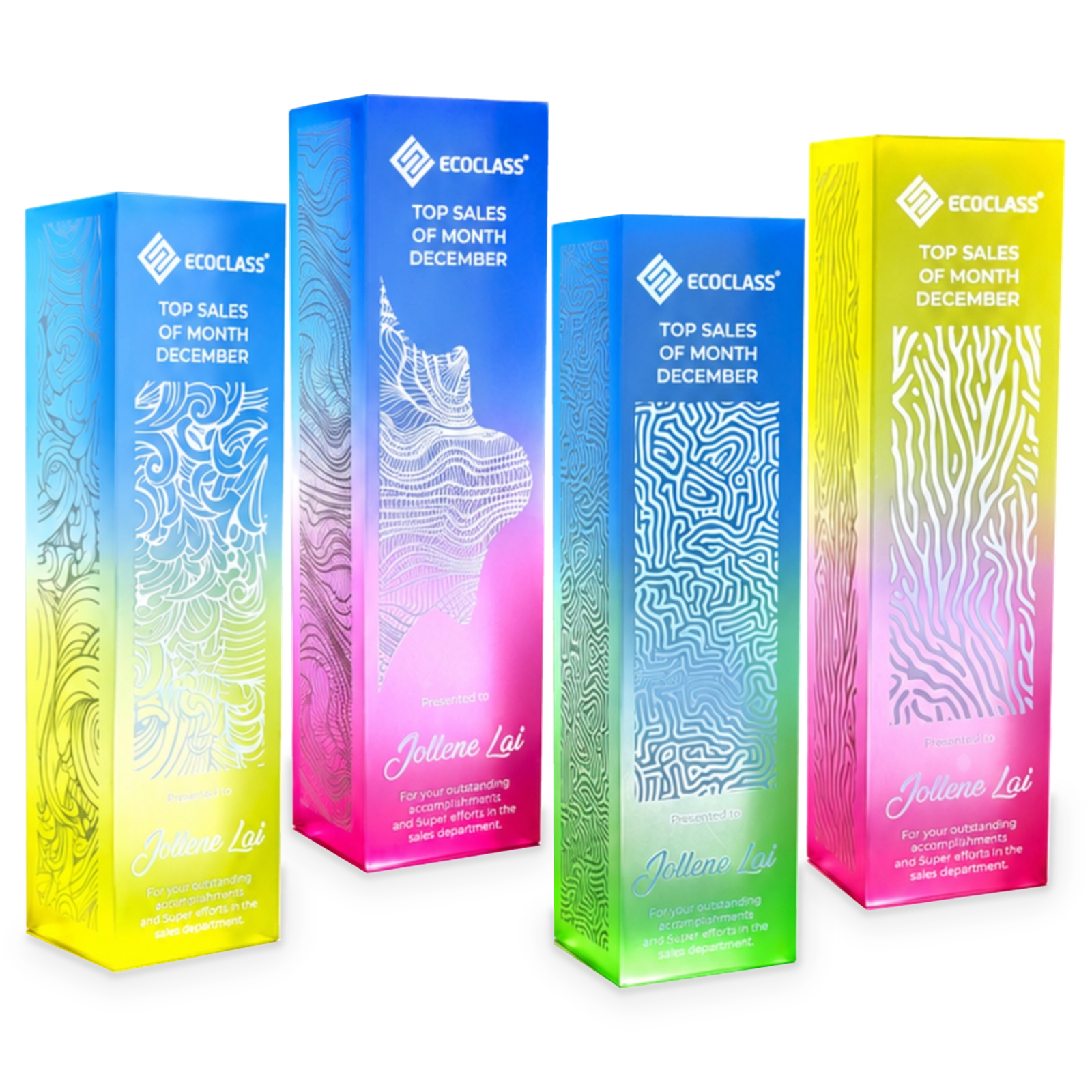 Color Glow Series / Frost Glow Acrylic Award Series · G012-T01 · Models 1038 · GoBig catalogue product designs on a white background