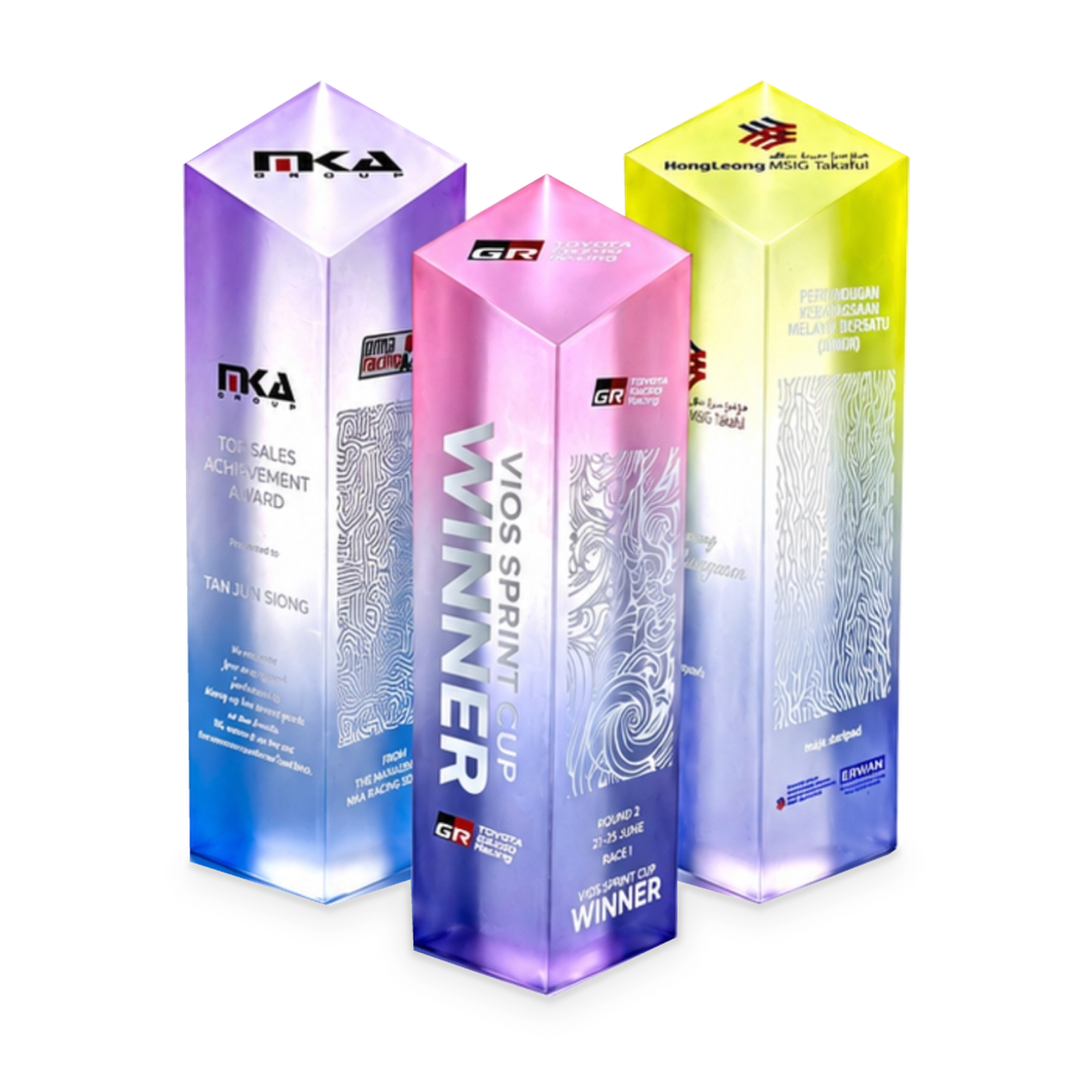 Color Glow Series / Frost Glow Acrylic Award Series · G012-T02 · Models 1039 · GoBig catalogue product designs on a white background