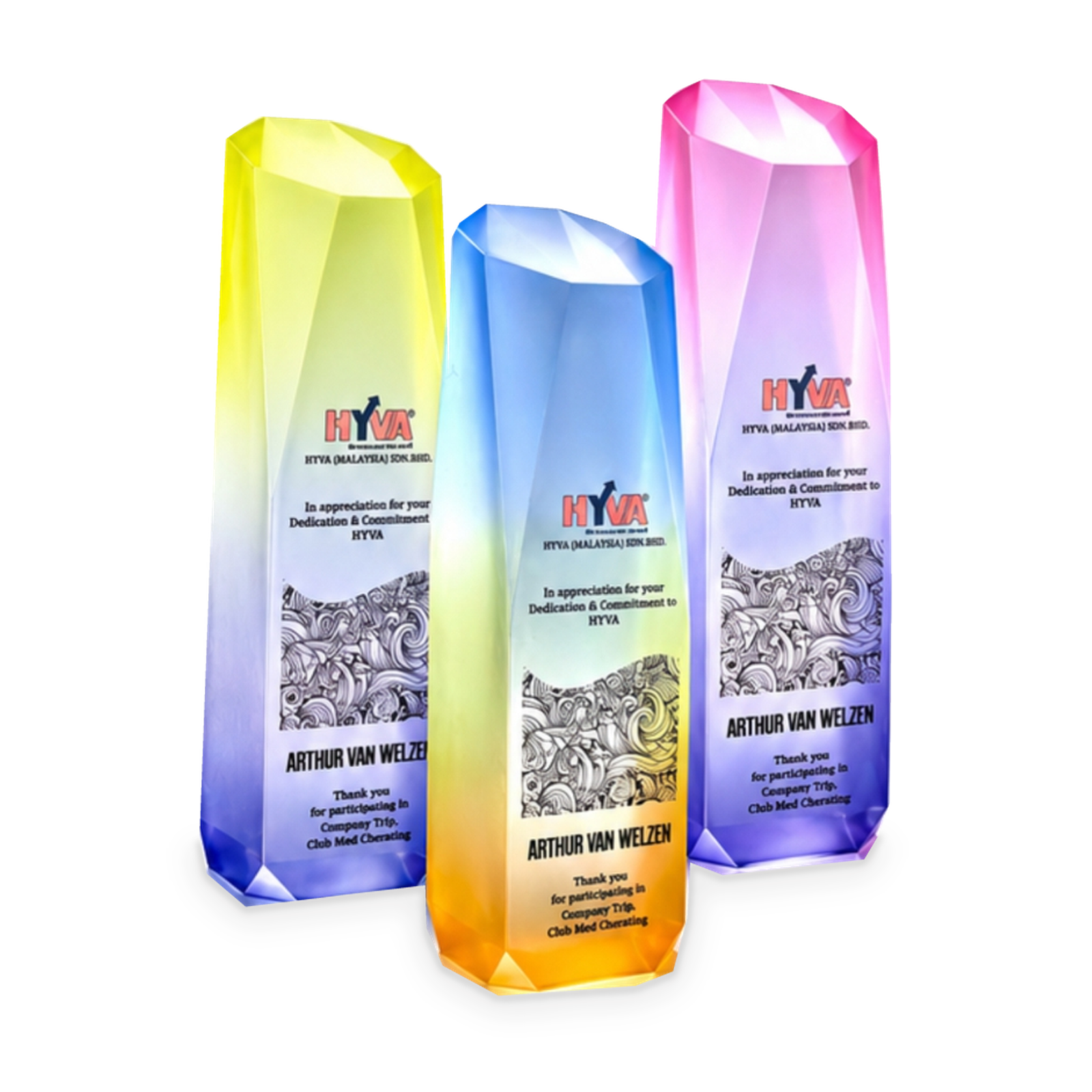 Color Glow Series / Frost Glow Acrylic Award Series · G012-T03 · Models 1040 · GoBig catalogue product designs on a white background