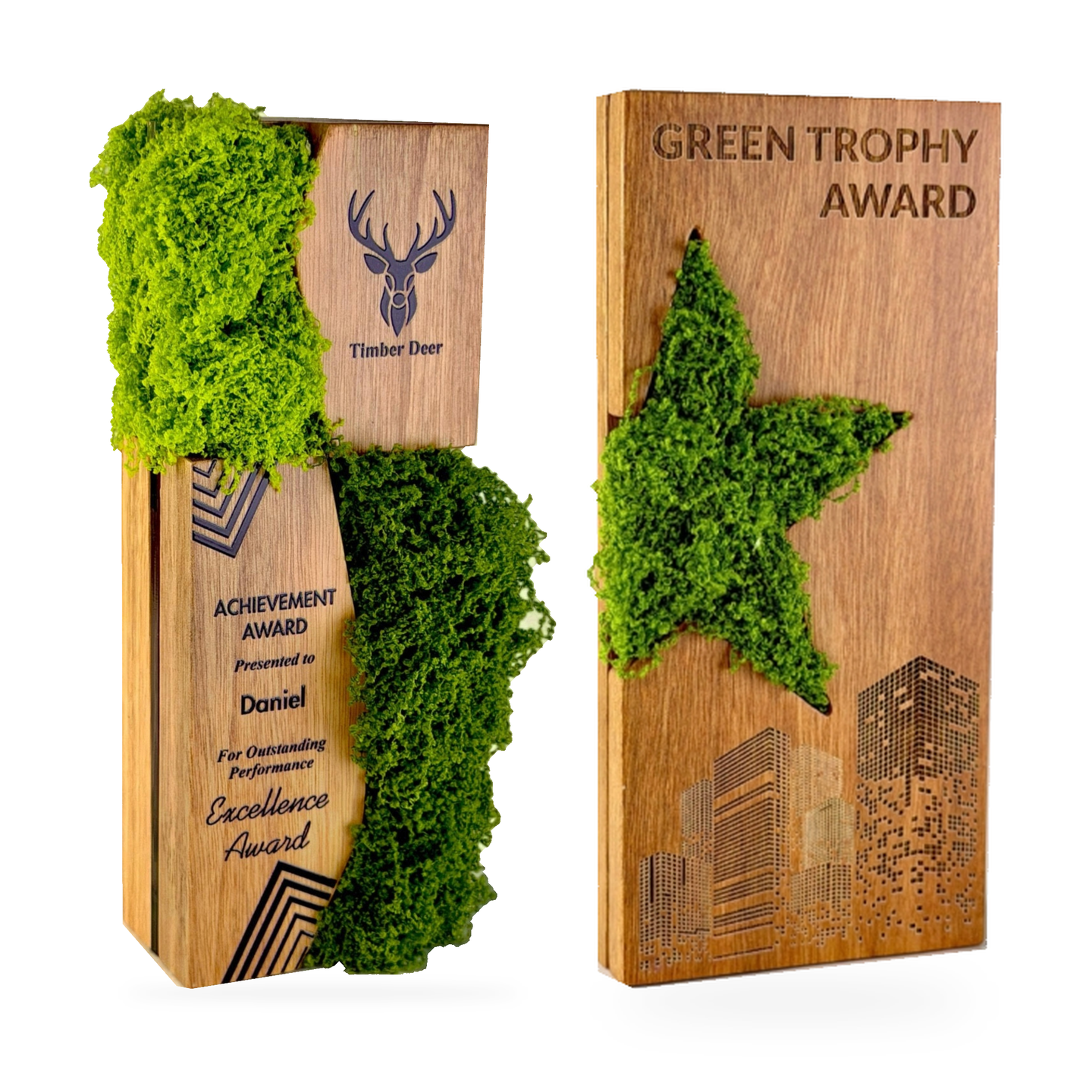 Green Trophy Award · G093-T01 · Models 7769 / 7771 · GoBig catalogue product designs on a white background
