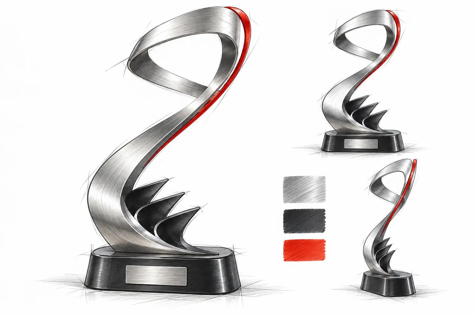 Concept sketch and form exploration for a motorsport trophy