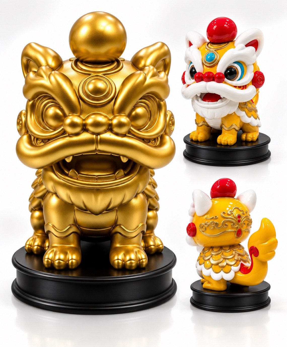 Lion Dance Figurines — multiple views and details