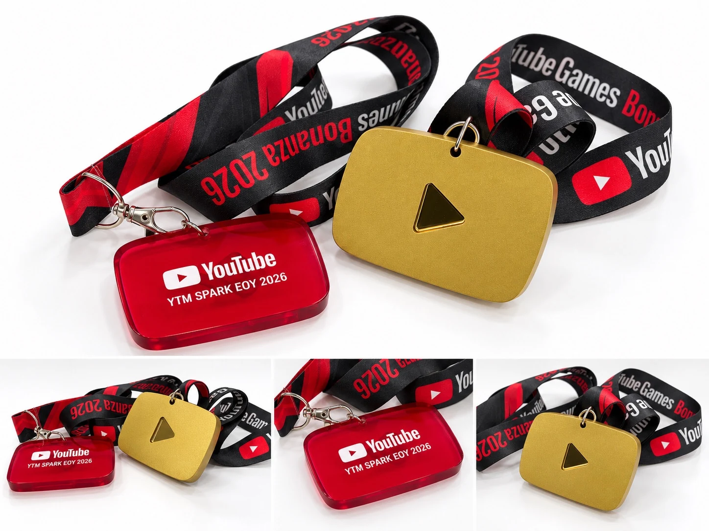 Play Button Lanyards — multiple views and details